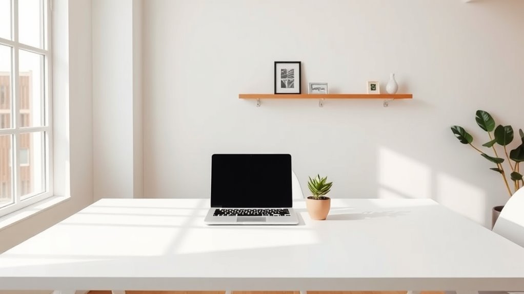 clutter free calming workspace