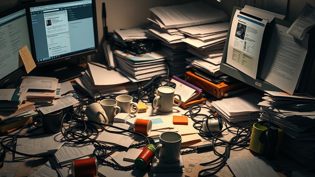 cluttered desk hampers focus