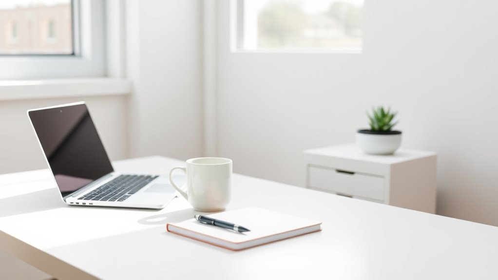 create clutter free ergonomic workspace