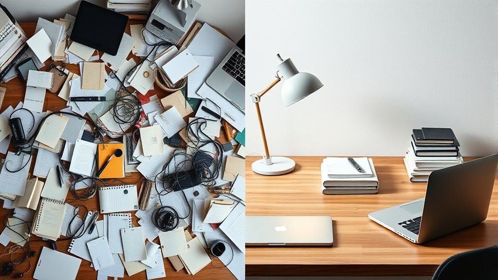 desk decluttered into minimalism