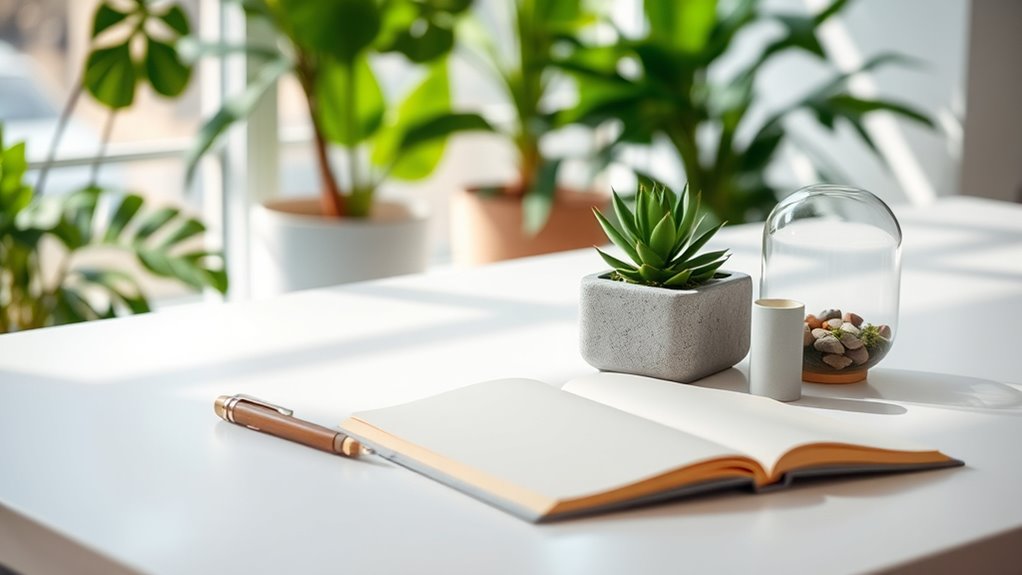 nature inspired minimalist workspace