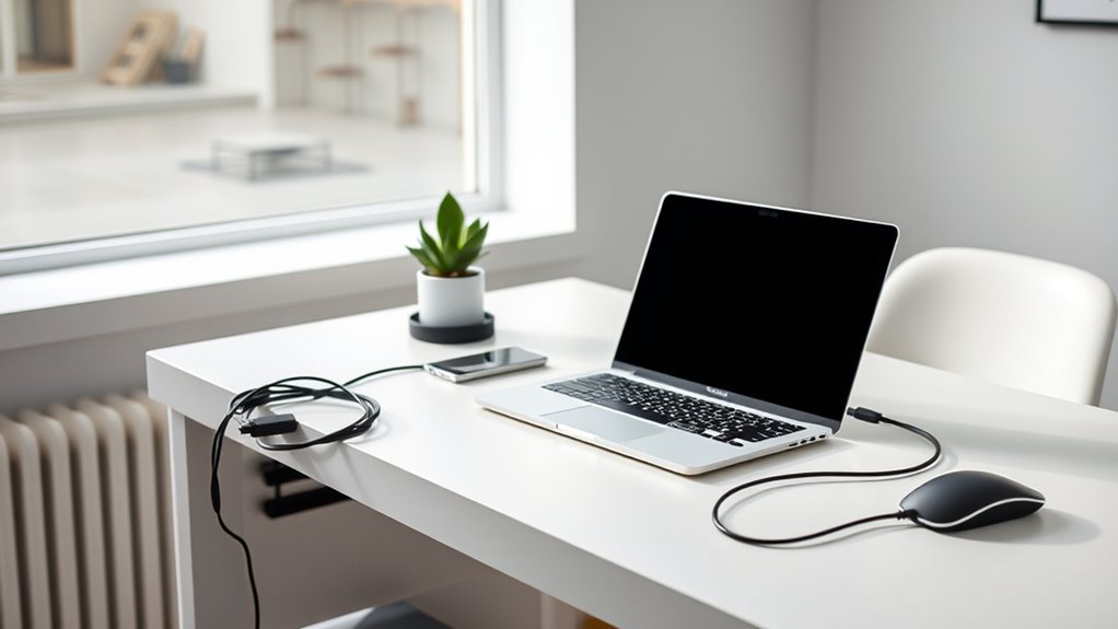 organized cables minimized clutter