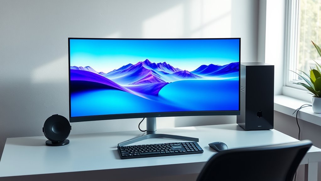 simplified organized ergonomic workspace