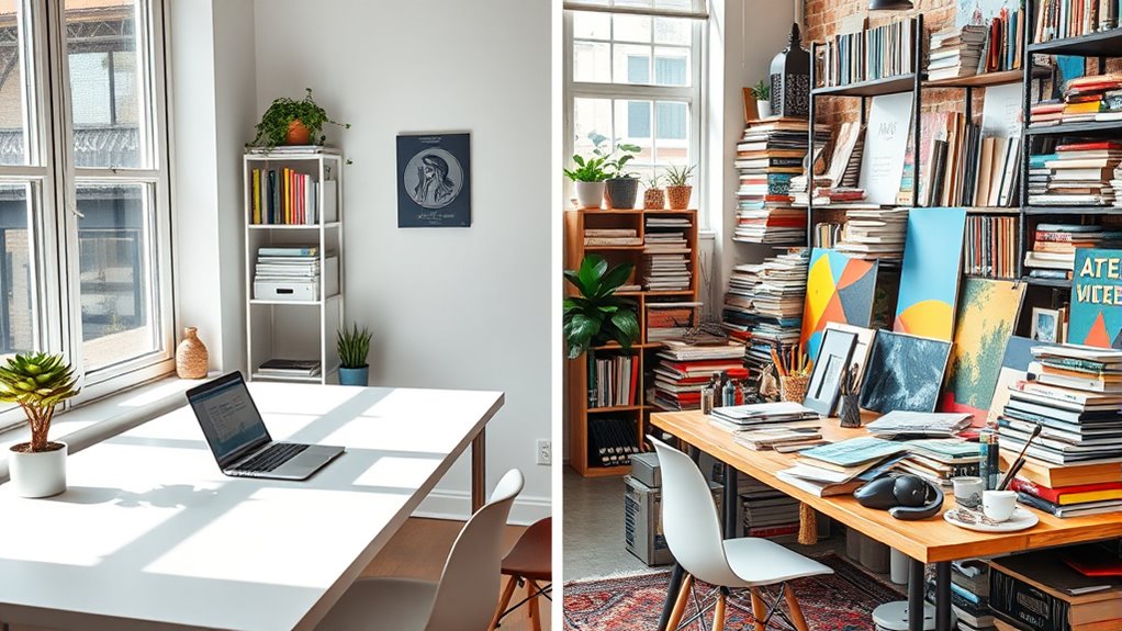vibrant cluttered inspiring workspace