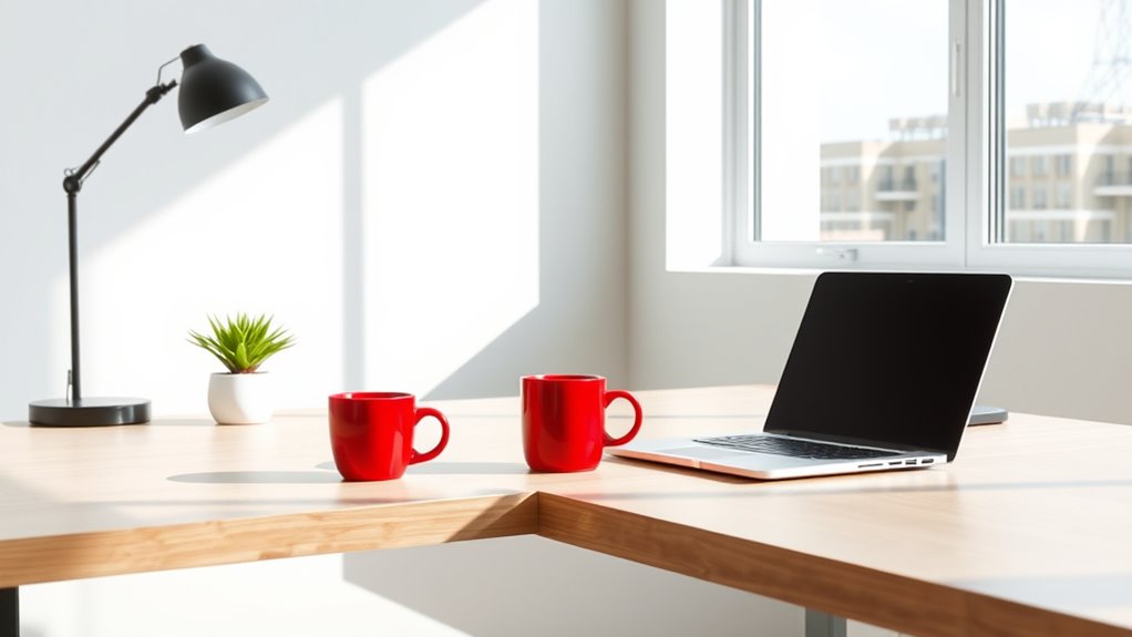 colorful minimal workspace design