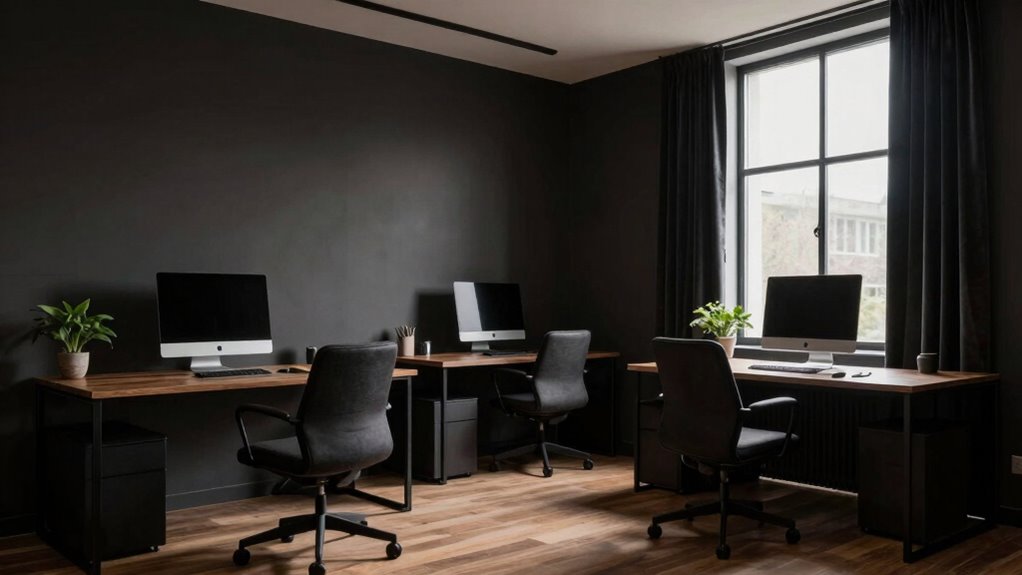 calming dark office environment