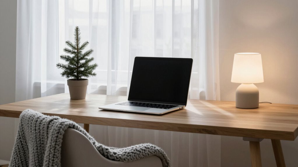 cozy minimalist winter workspace