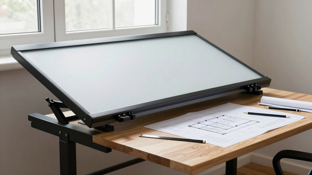 ergonomic organized drafting workspace