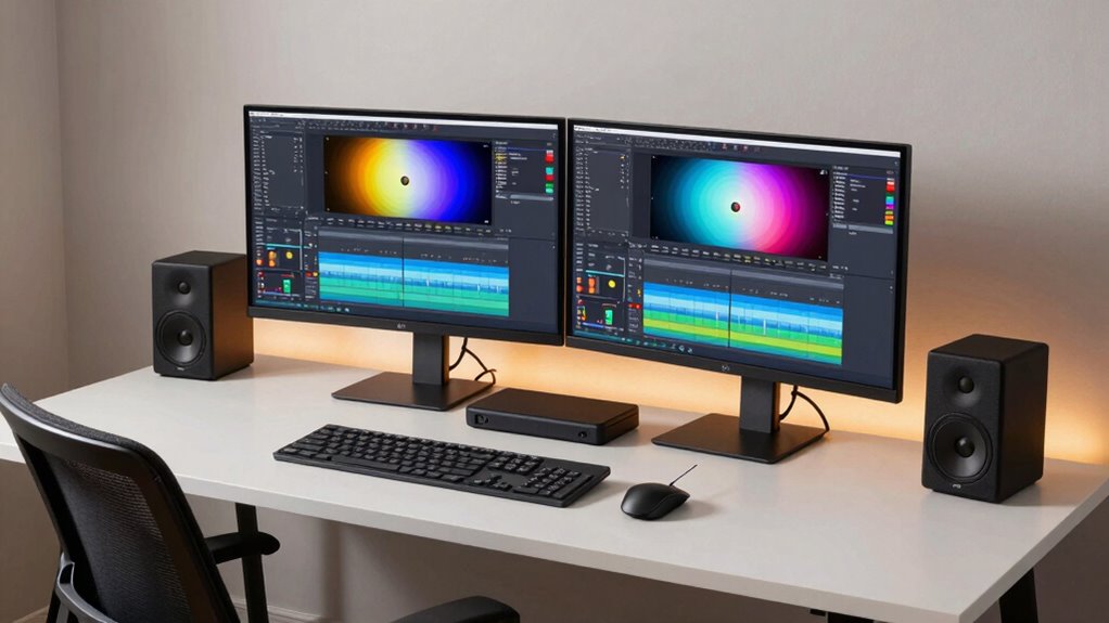 ergonomic organized editing workspace