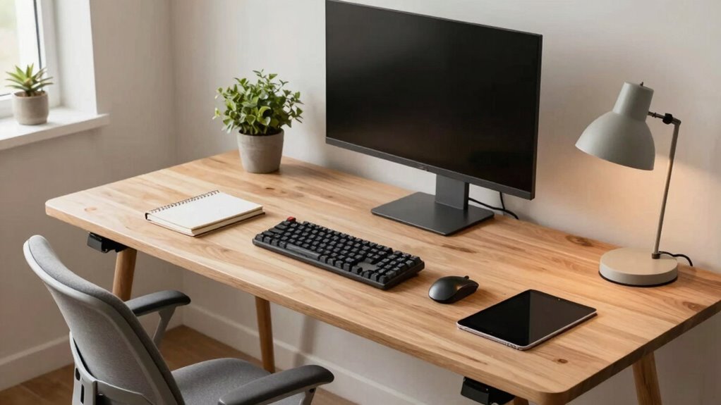 ergonomic organized well lit workspace