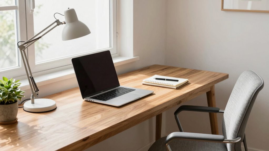ergonomic organized well lit workspace