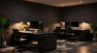 serene dark office decor