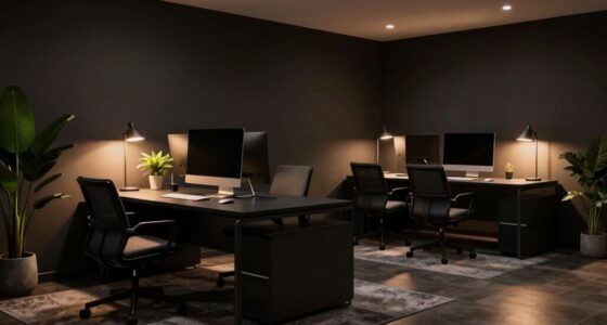 serene dark office decor