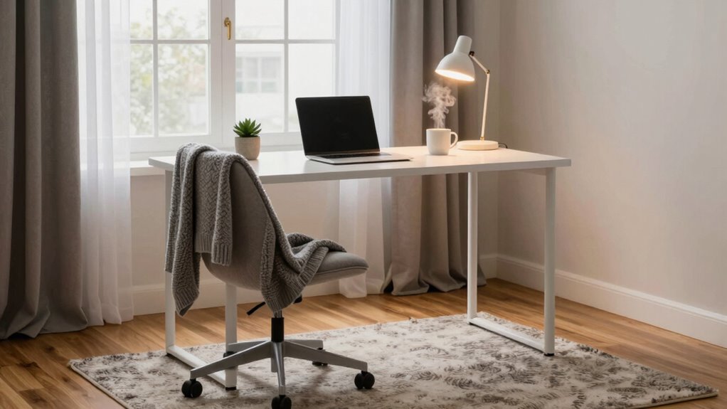 winter cozy minimalist workspace