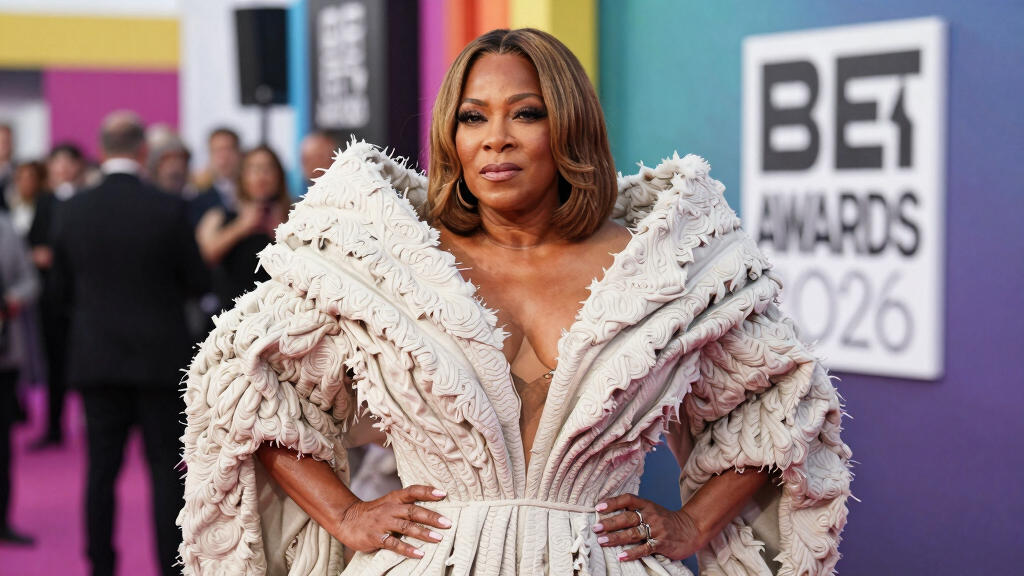 Queen Latifah’s Kilian Kerner Look Brings Textural Volume to the BET Awards 2026 Red Carpet