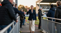 Princess Kate Dresses Up A Pair Of Comfy Wide-Leg Pants For A Trip To The Rugby Pitch